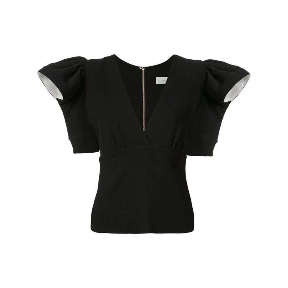 Silvia Tcherassi Blouse Size S Plunging V Neck Dramatic‎ Puff Sleeve Avant Garde